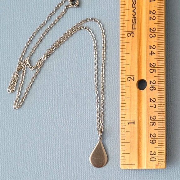 TEARDROP Stainless Steel Charm Chain Necklace 18" Minimalist - Picture 2 of 9